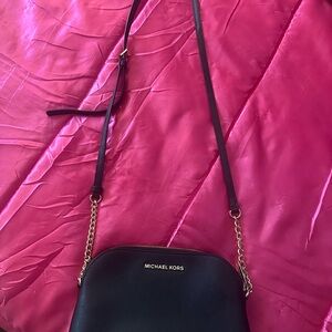 Michael Kors Black Crossbody Bag with Gold Accents